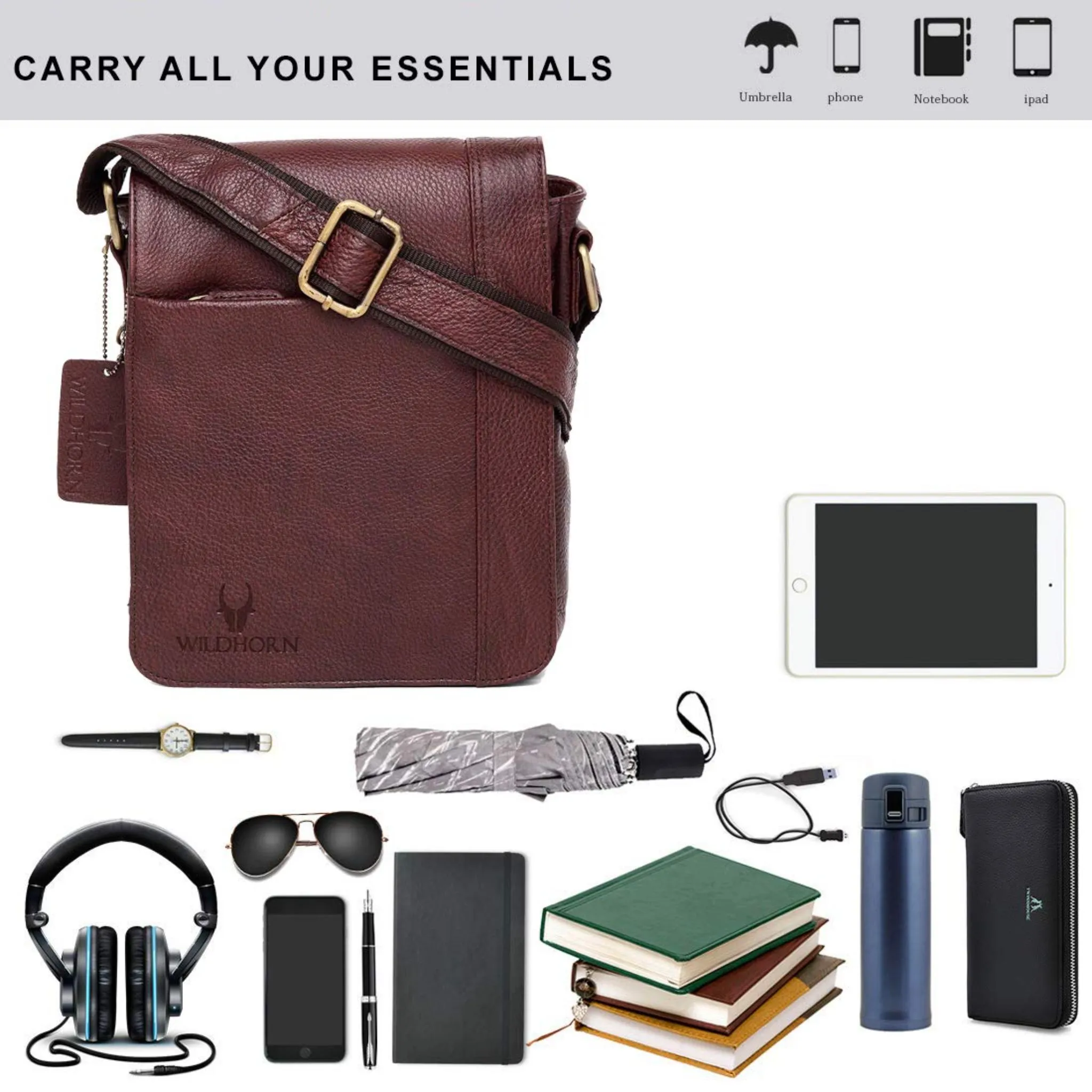 HEMSLEY Leather Sling Bag for Men