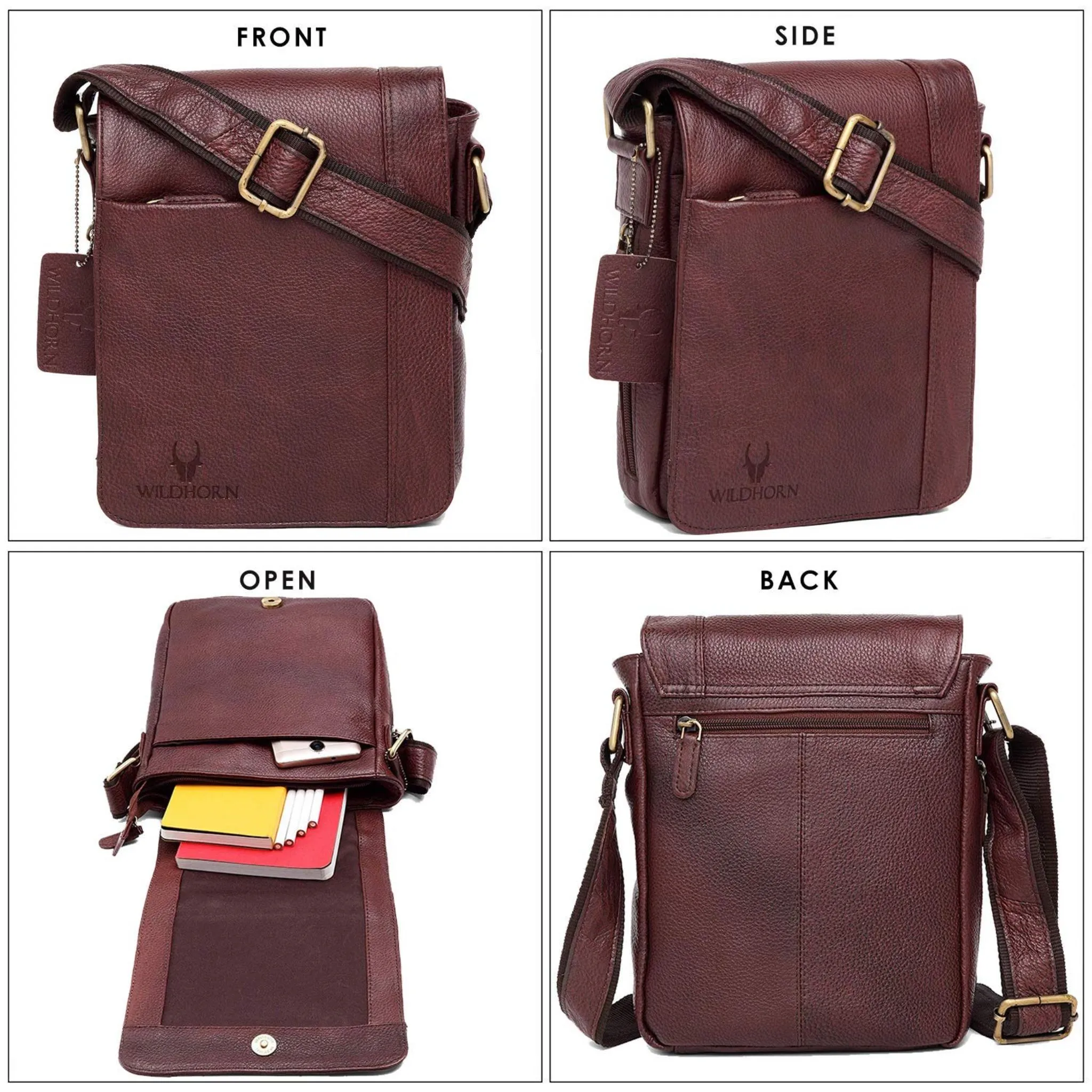 HEMSLEY Leather Sling Bag for Men