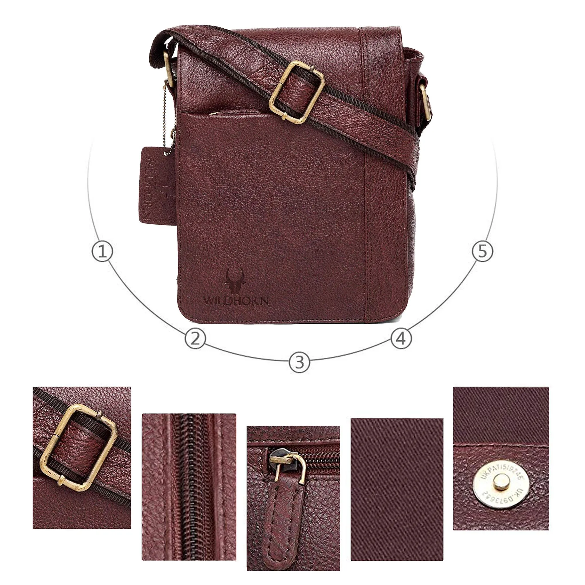 HEMSLEY Leather Sling Bag for Men