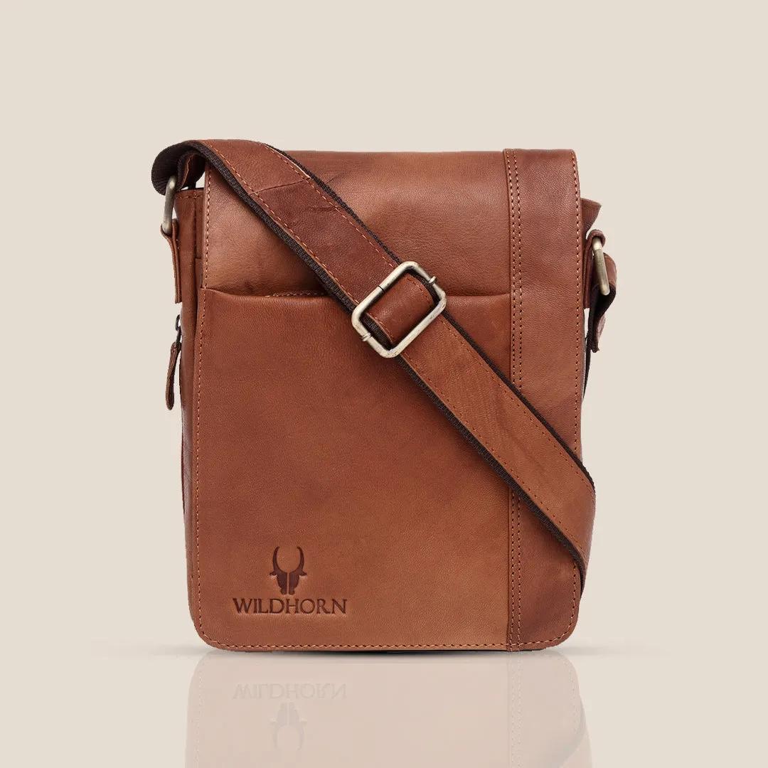HEMSLEY Leather Sling Bag for Men