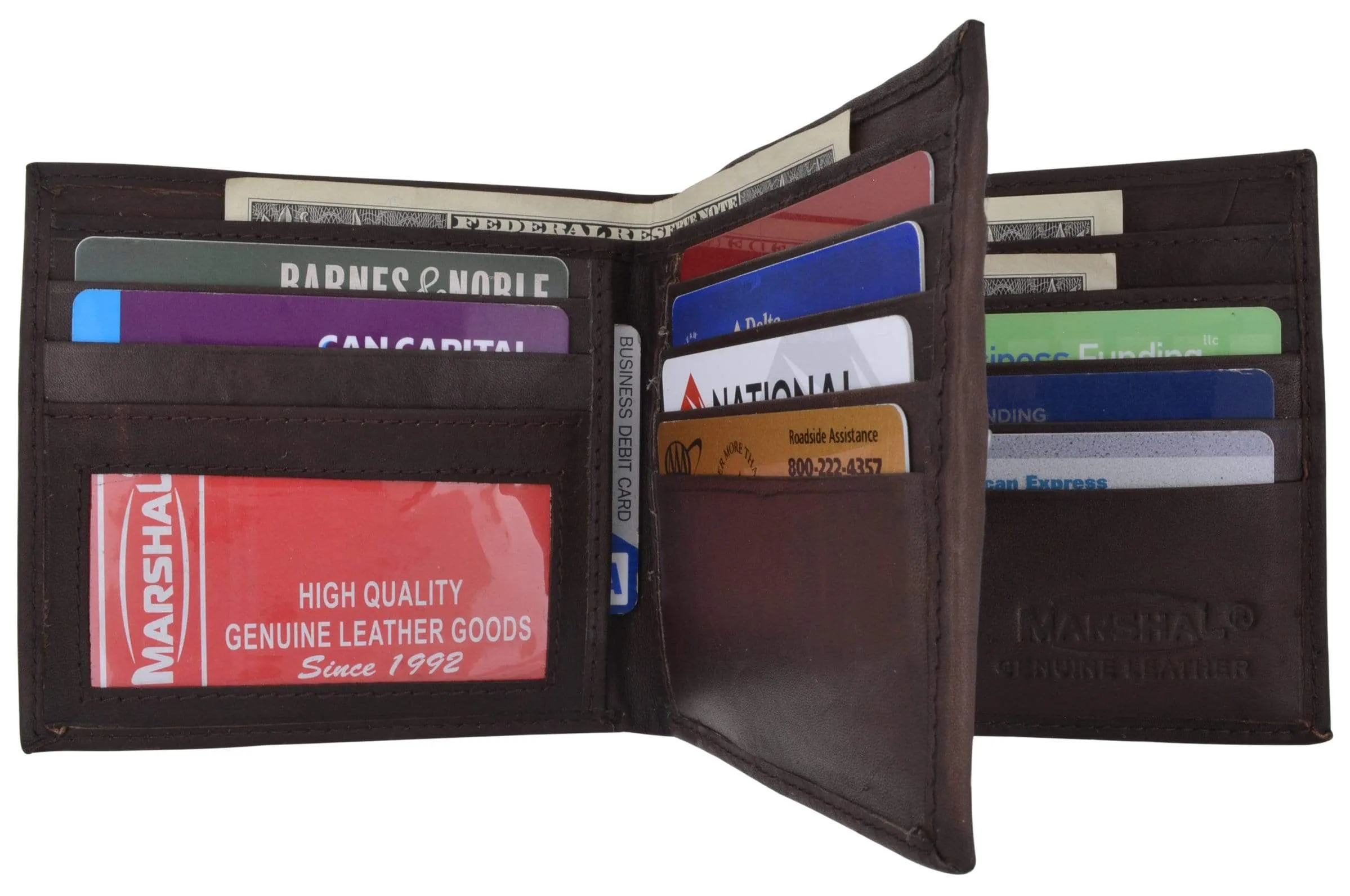 Hipster Genuine Leather Bifold Middle ID Flap Wallet 1501