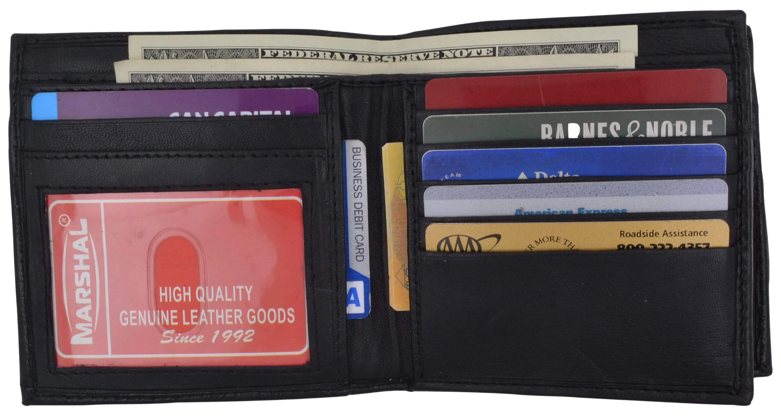 Hipster Genuine Leather Bifold Middle ID Flap Wallet 1501