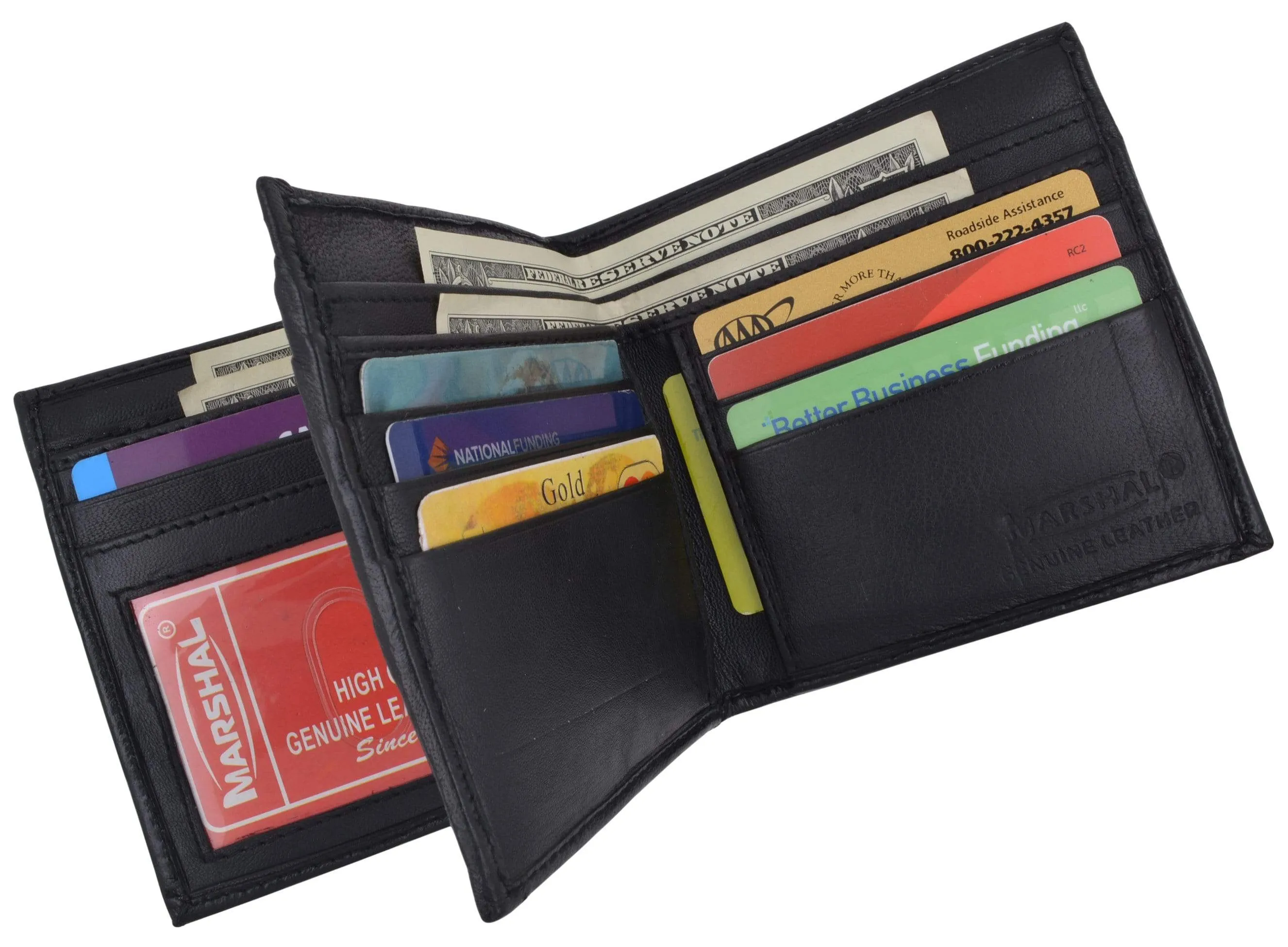 Hipster Genuine Leather Bifold Middle ID Flap Wallet 1501