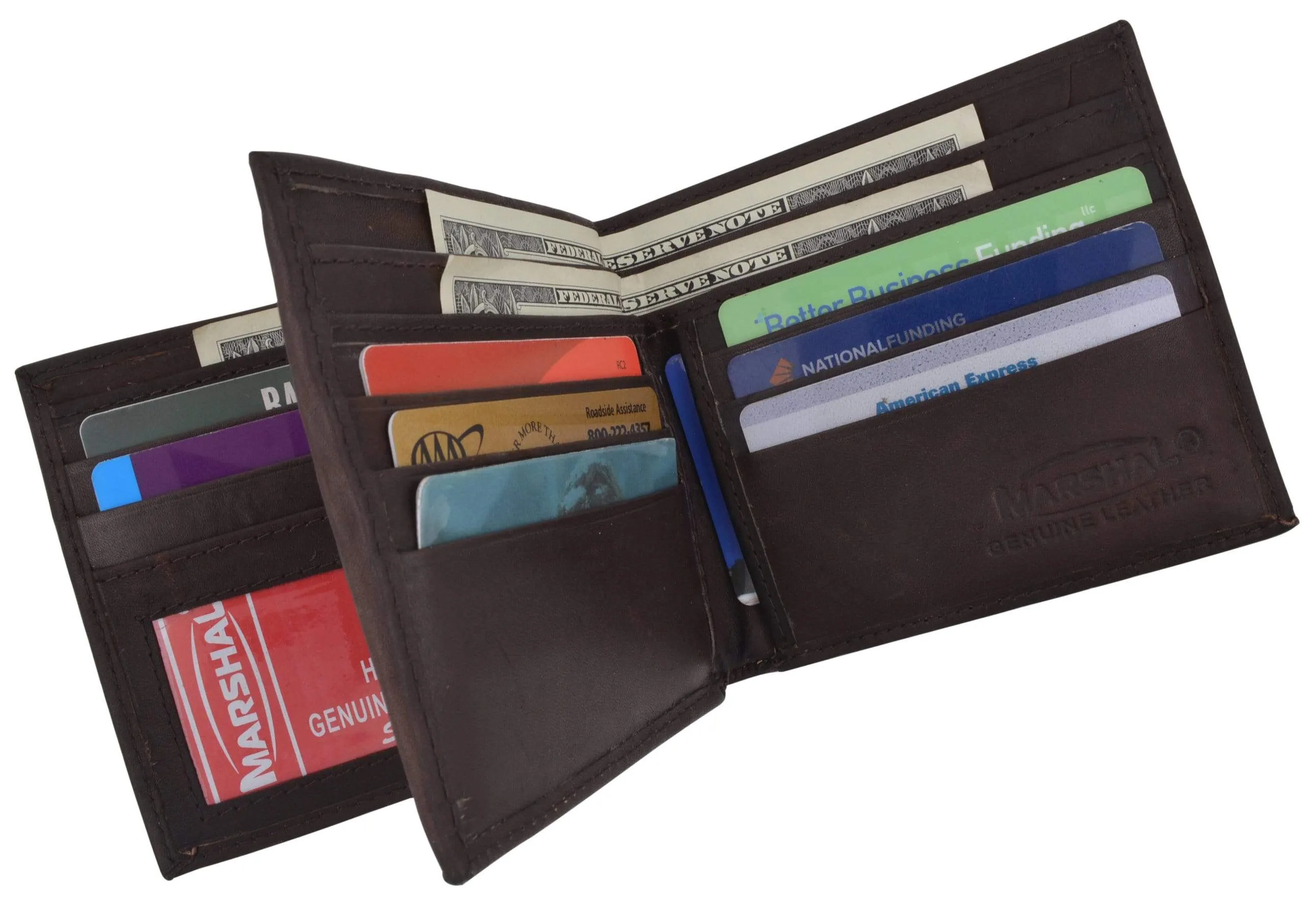 Hipster Genuine Leather Bifold Middle ID Flap Wallet 1501