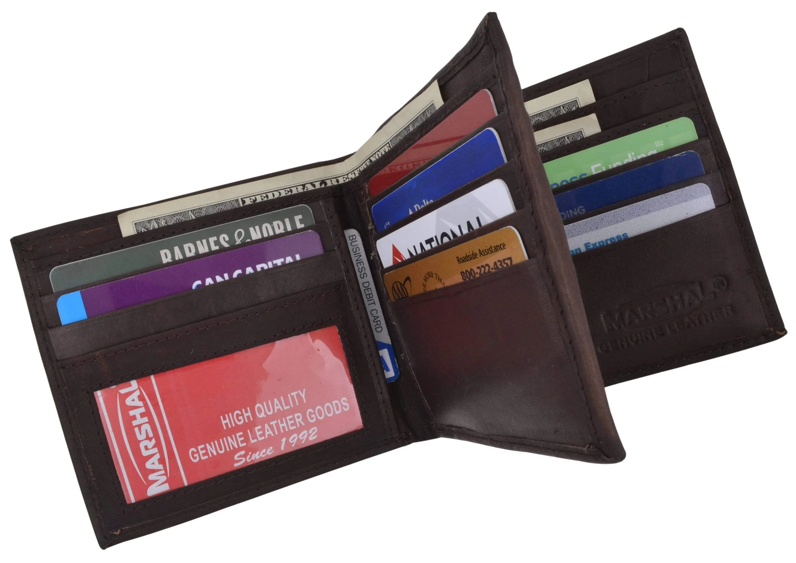 Hipster Genuine Leather Bifold Middle ID Flap Wallet 1501