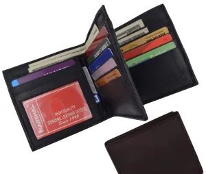Hipster Genuine Leather Bifold Middle ID Flap Wallet 1501