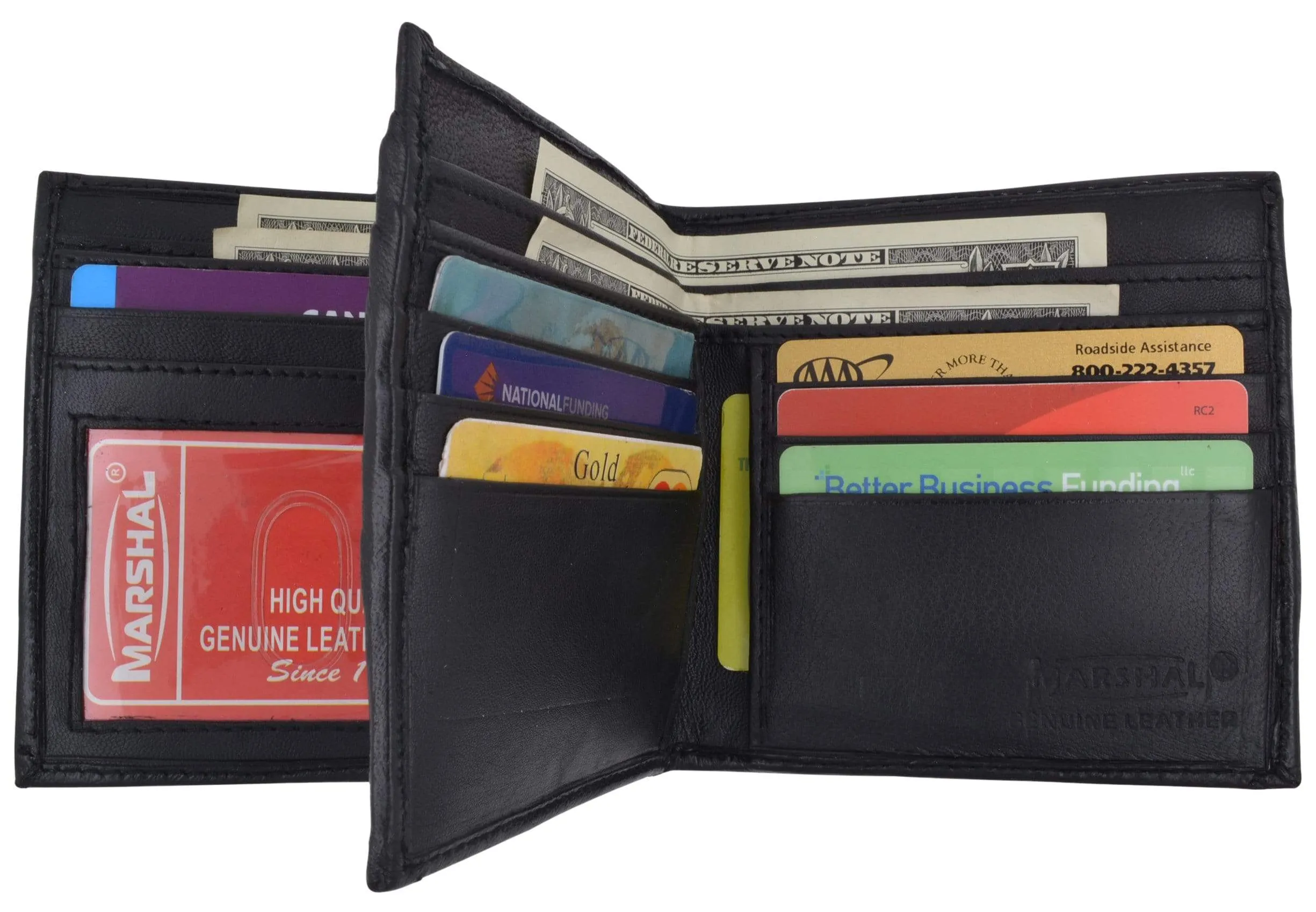Hipster Genuine Leather Bifold Middle ID Flap Wallet 1501