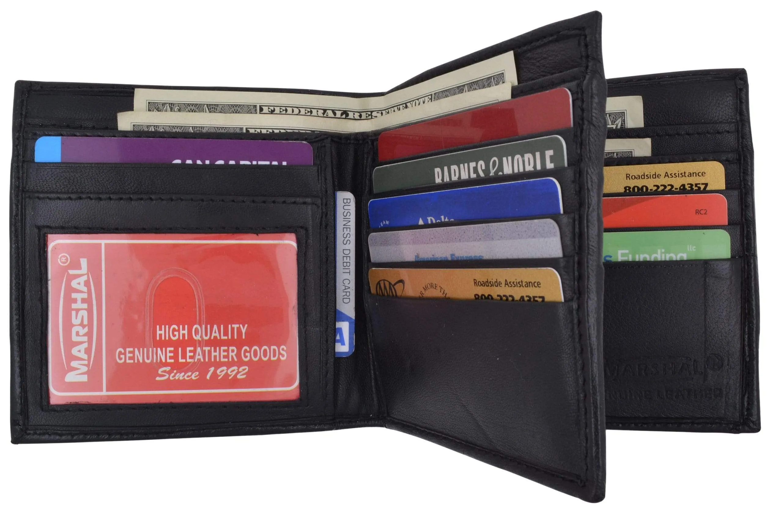 Hipster Genuine Leather Bifold Middle ID Flap Wallet 1501