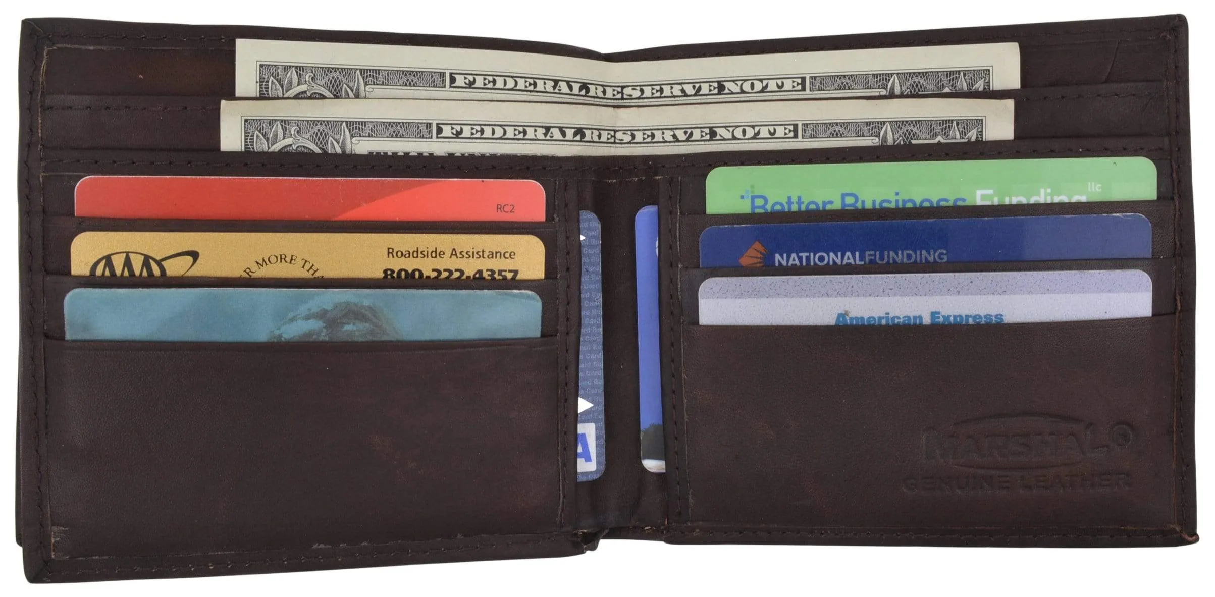 Hipster Genuine Leather Bifold Middle ID Flap Wallet 1501