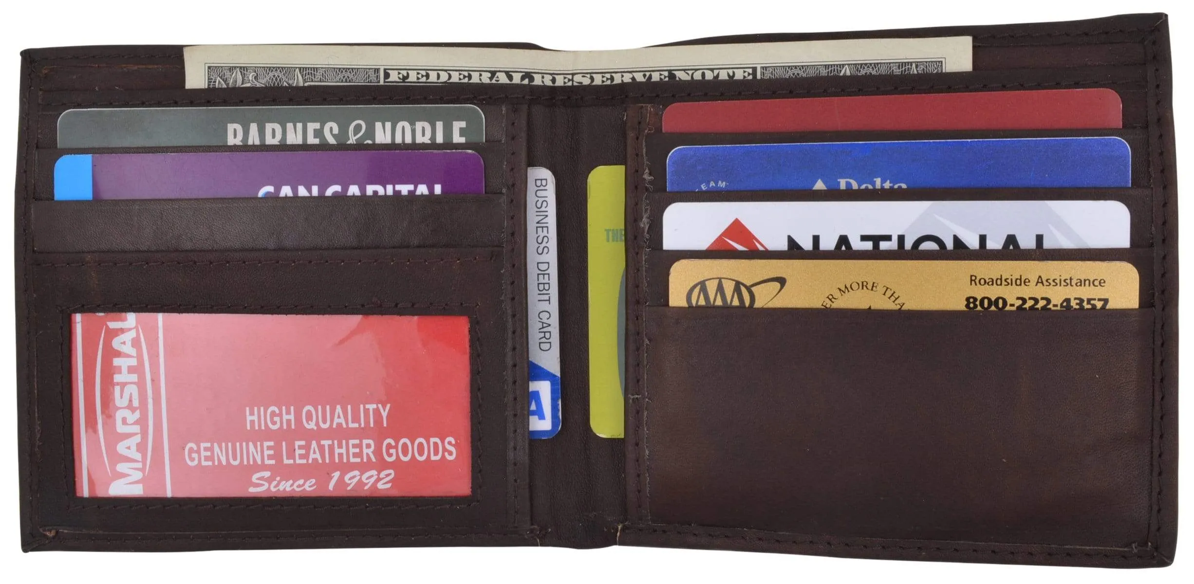 Hipster Genuine Leather Bifold Middle ID Flap Wallet 1501