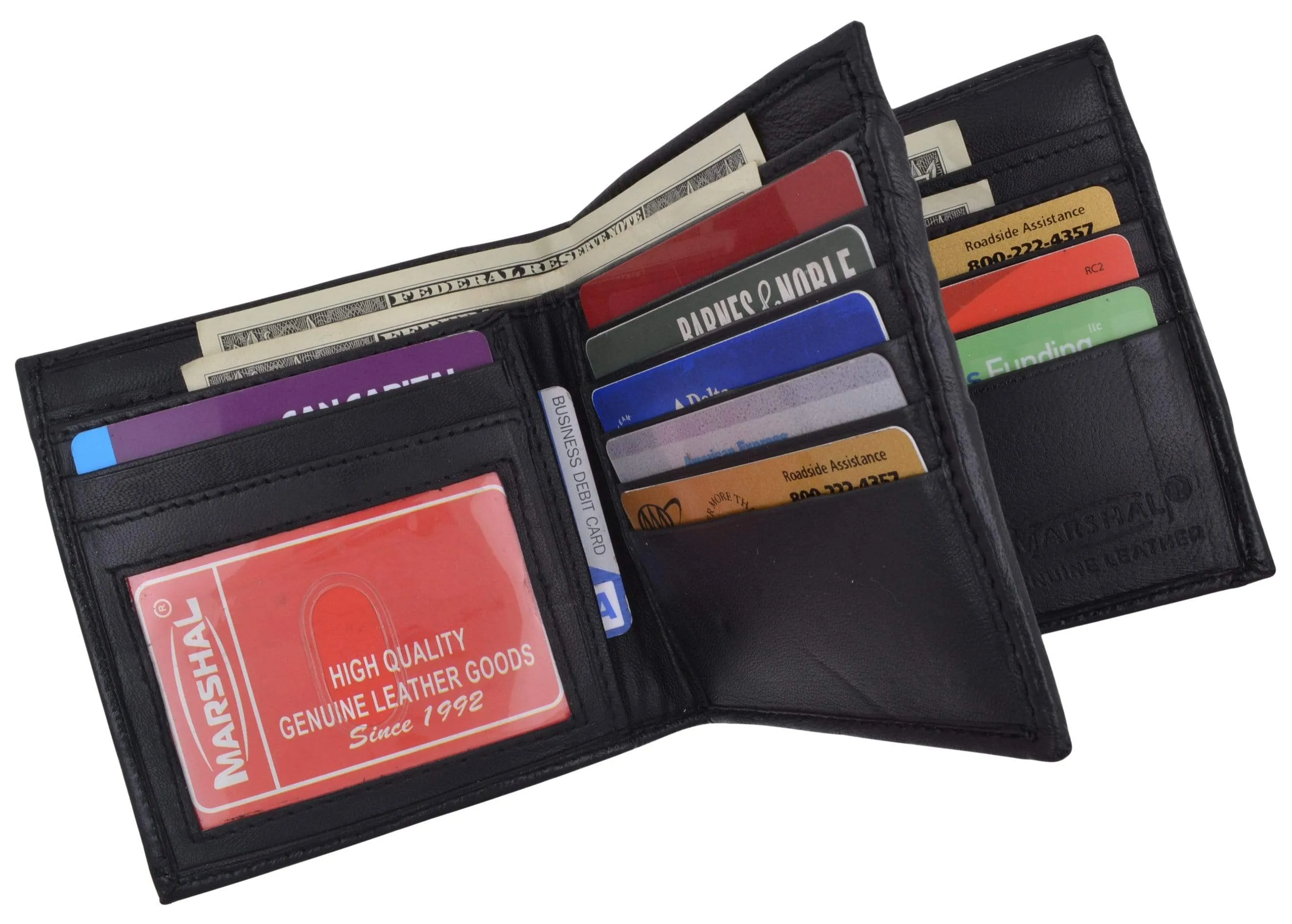 Hipster Genuine Leather Bifold Middle ID Flap Wallet 1501
