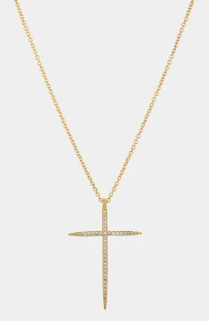 IN THE AIR PAVE CZ CROSS PENDANT NECKLACE
