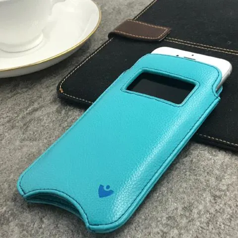 iPhone 8 | 7 Wallet Window Case in Blue Faux Leather | Screen Cleaning Sanitizing Lining.