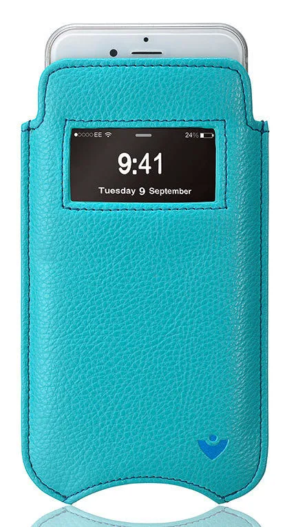 iPhone 8 | 7 Wallet Window Case in Blue Faux Leather | Screen Cleaning Sanitizing Lining.