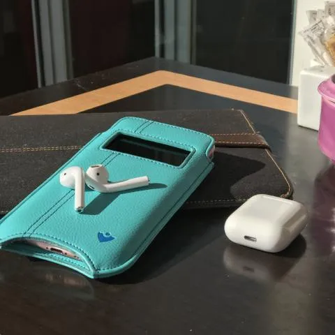 iPhone 8 | 7 Wallet Window Case in Blue Faux Leather | Screen Cleaning Sanitizing Lining.