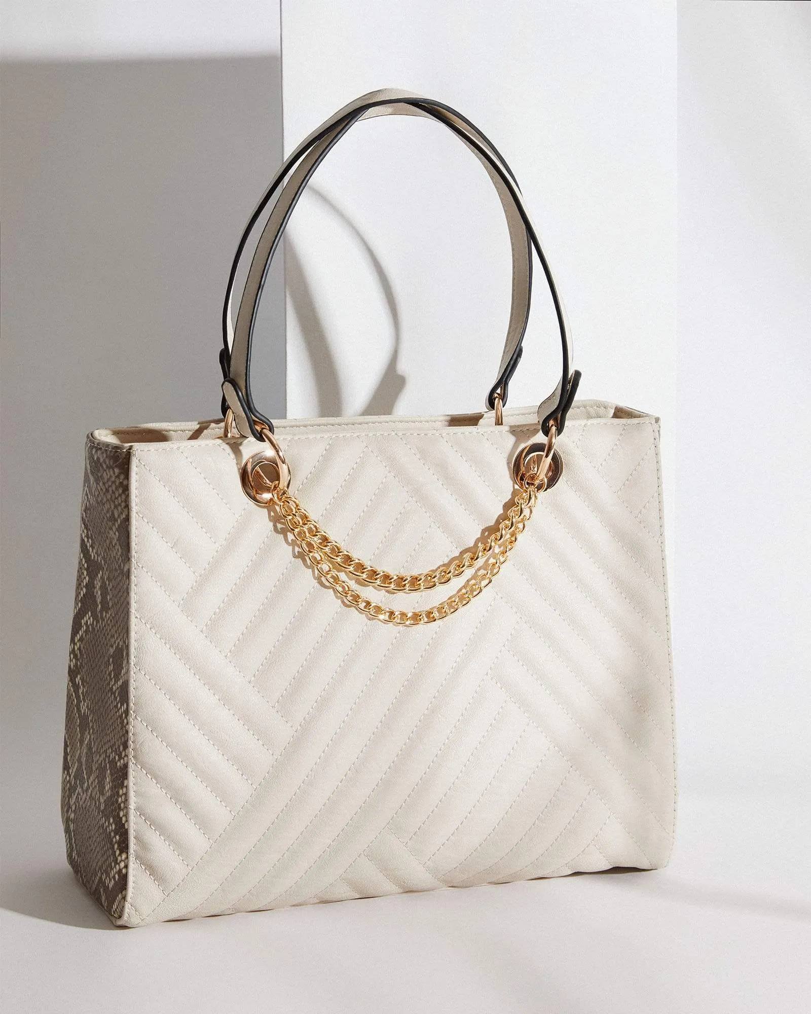 Ivory Nirvana Large Quilt Tote Bag