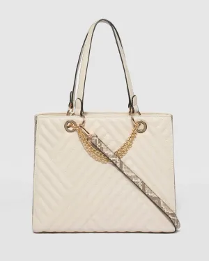 Ivory Nirvana Large Quilt Tote Bag