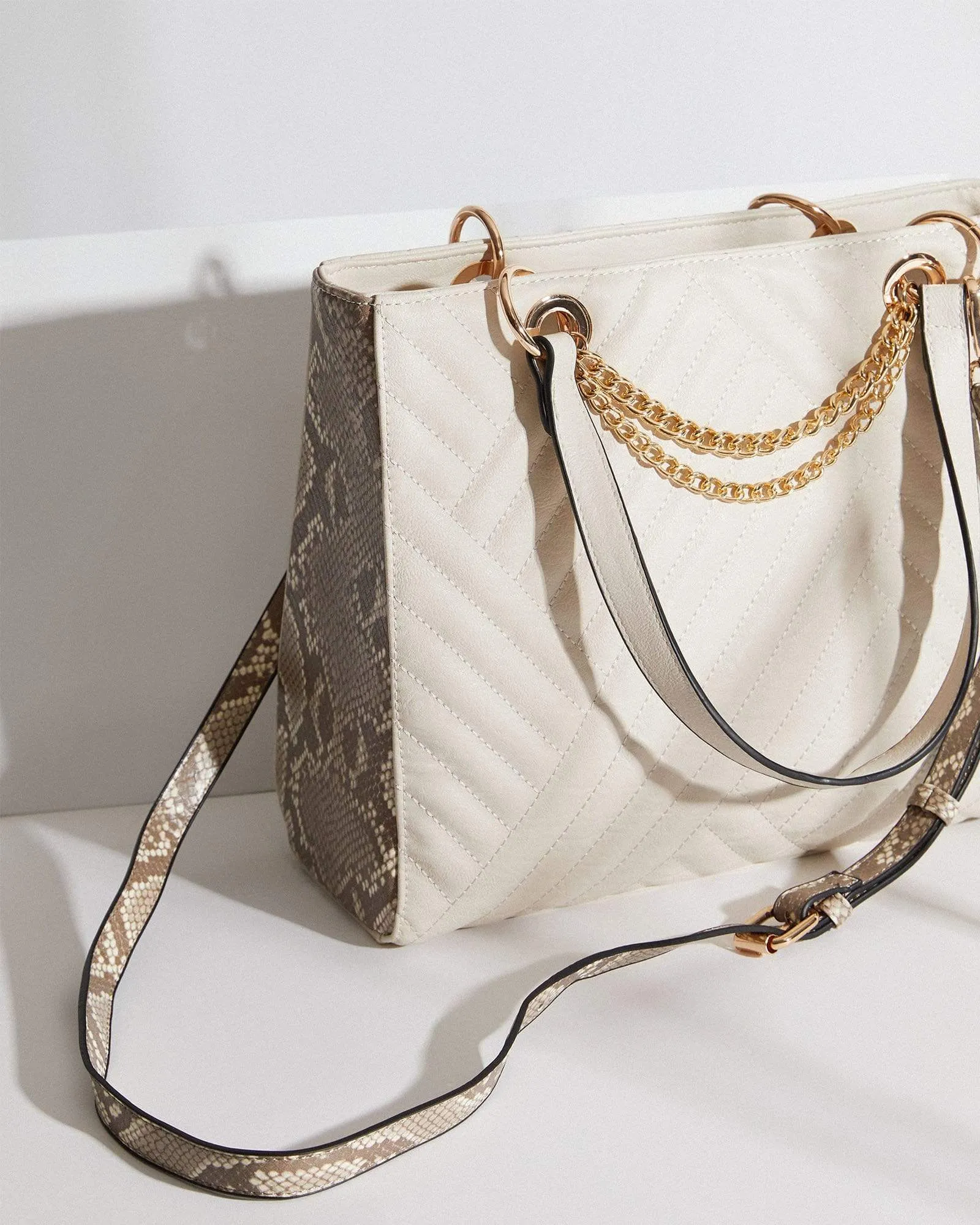 Ivory Nirvana Large Quilt Tote Bag