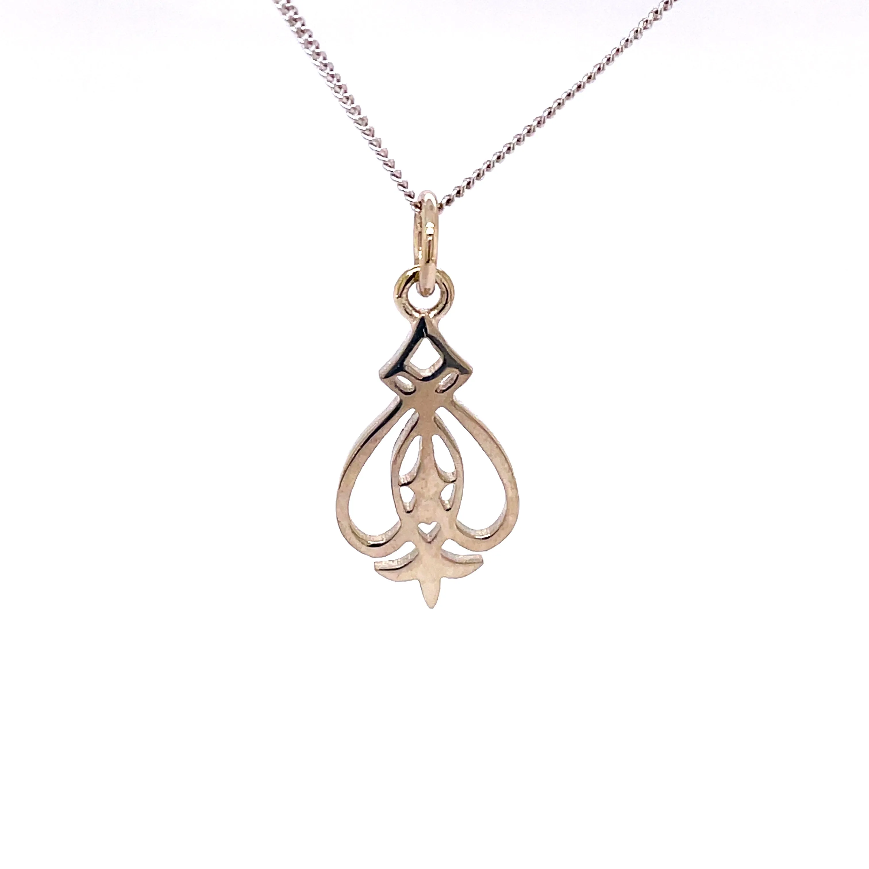 Jewel White Gold Nouveau Filigree Chandelier Style Pendant