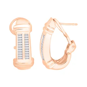 KATARINA Baguette Cut Diamond J Hoop Earrings (3/4 cttw)