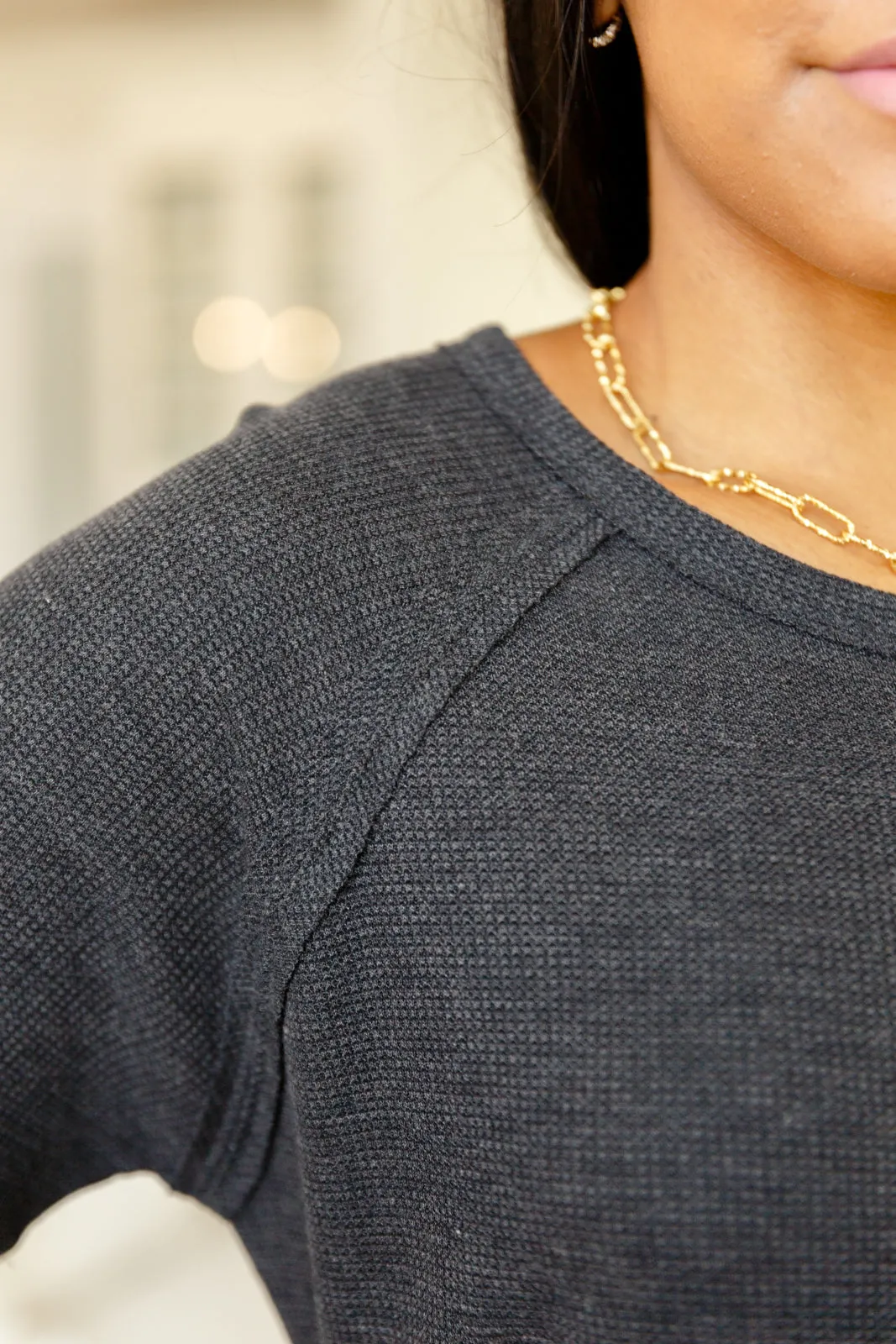 Kathleen Waffle Knit Top in Black