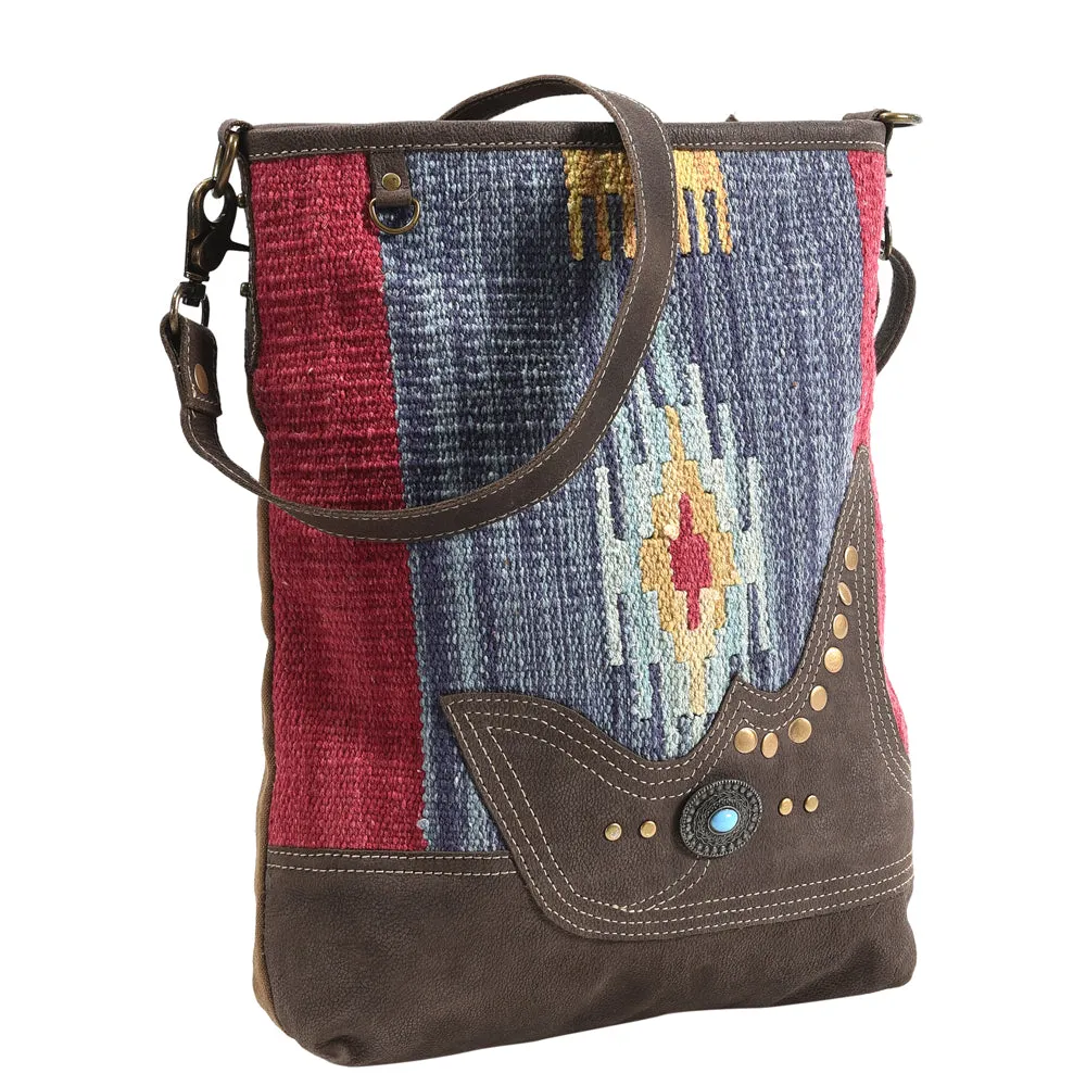 KB403 - KB403 -MESSENGER Leather and Upcycled Canvas Ladies Bag Standard KB403 - KB403