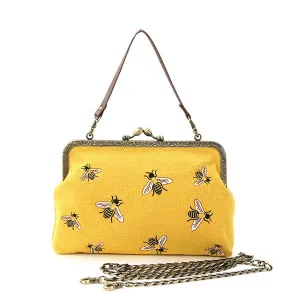 Kiss Lock Embroidered Bees Bag