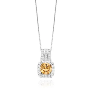 KISS Sterling Silver Cushion & Round Cubic Zirconia Pendant