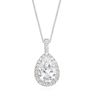 KISS Sterling Silver Pear & Round Cubic Zirconia Pendant