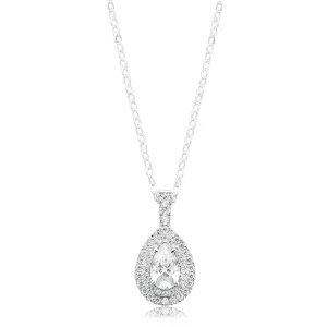 KISS Sterling Silver Pear & Round Cut Pendant