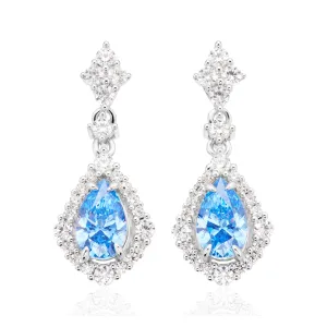 KISS Sterling Silver Pear Cut Blue Drop Earrings