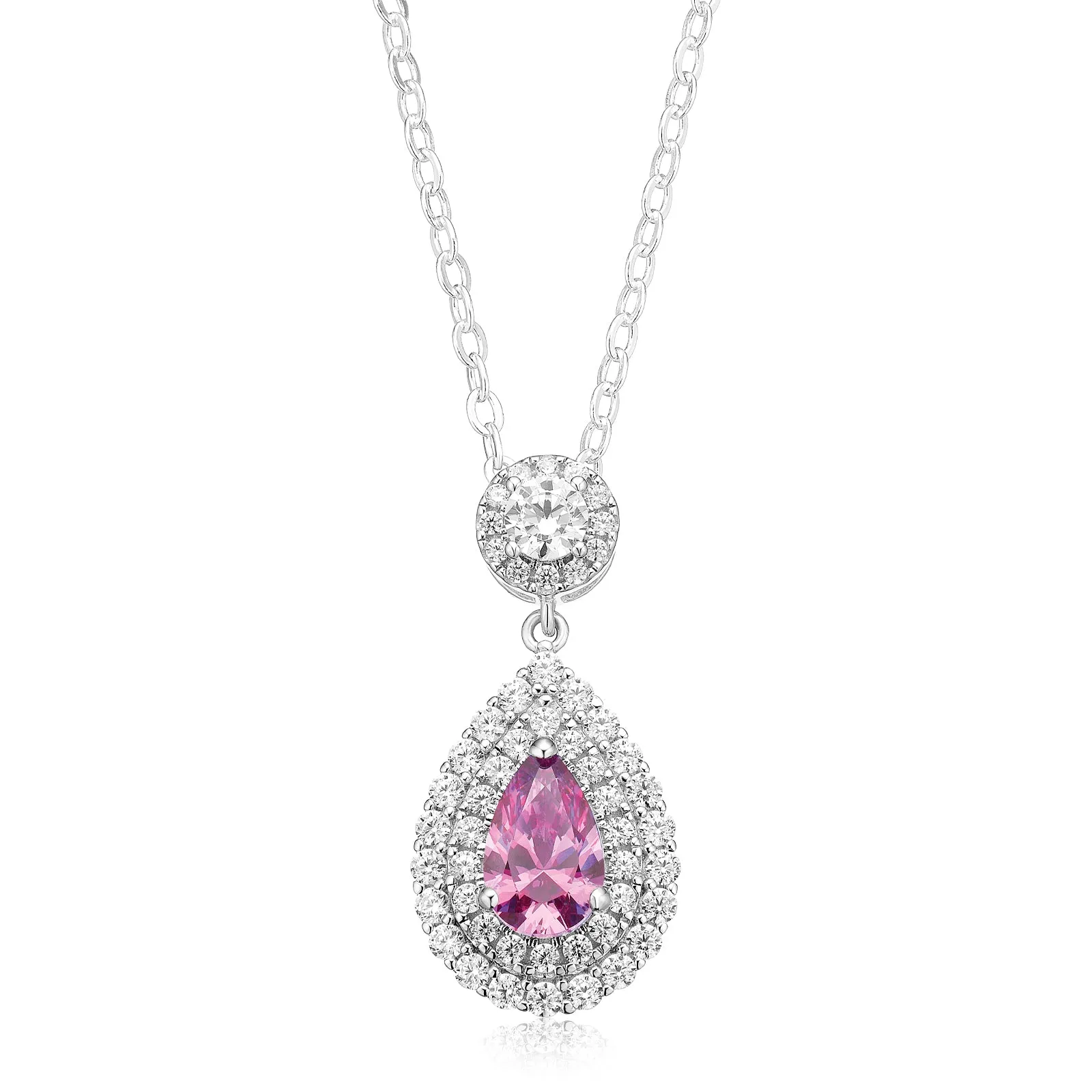 KISS Sterling Silver Pear Cut Cubic Zirconia Pendant