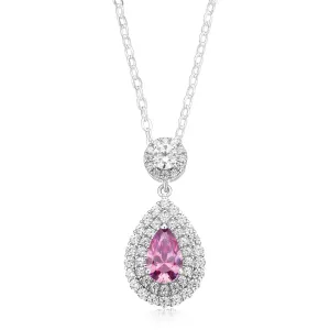 KISS Sterling Silver Pear Cut Cubic Zirconia Pendant