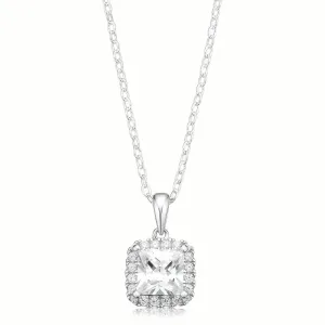 KISS Sterling Silver Princess Cut Cubic Zirconia Pendant