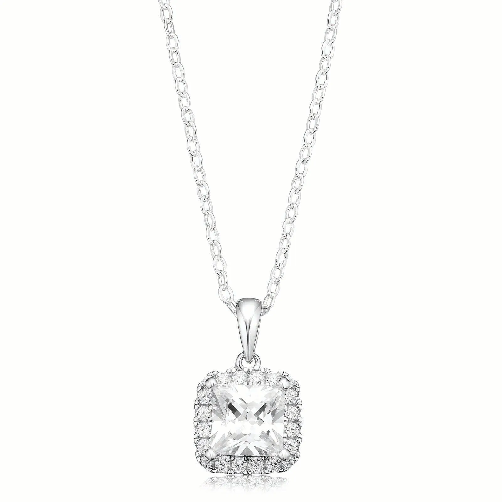 KISS Sterling Silver Princess Cut Cubic Zirconia Pendant