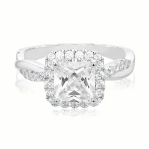 KISS Sterling Silver Princess Cut Cubic Zirconia Ring