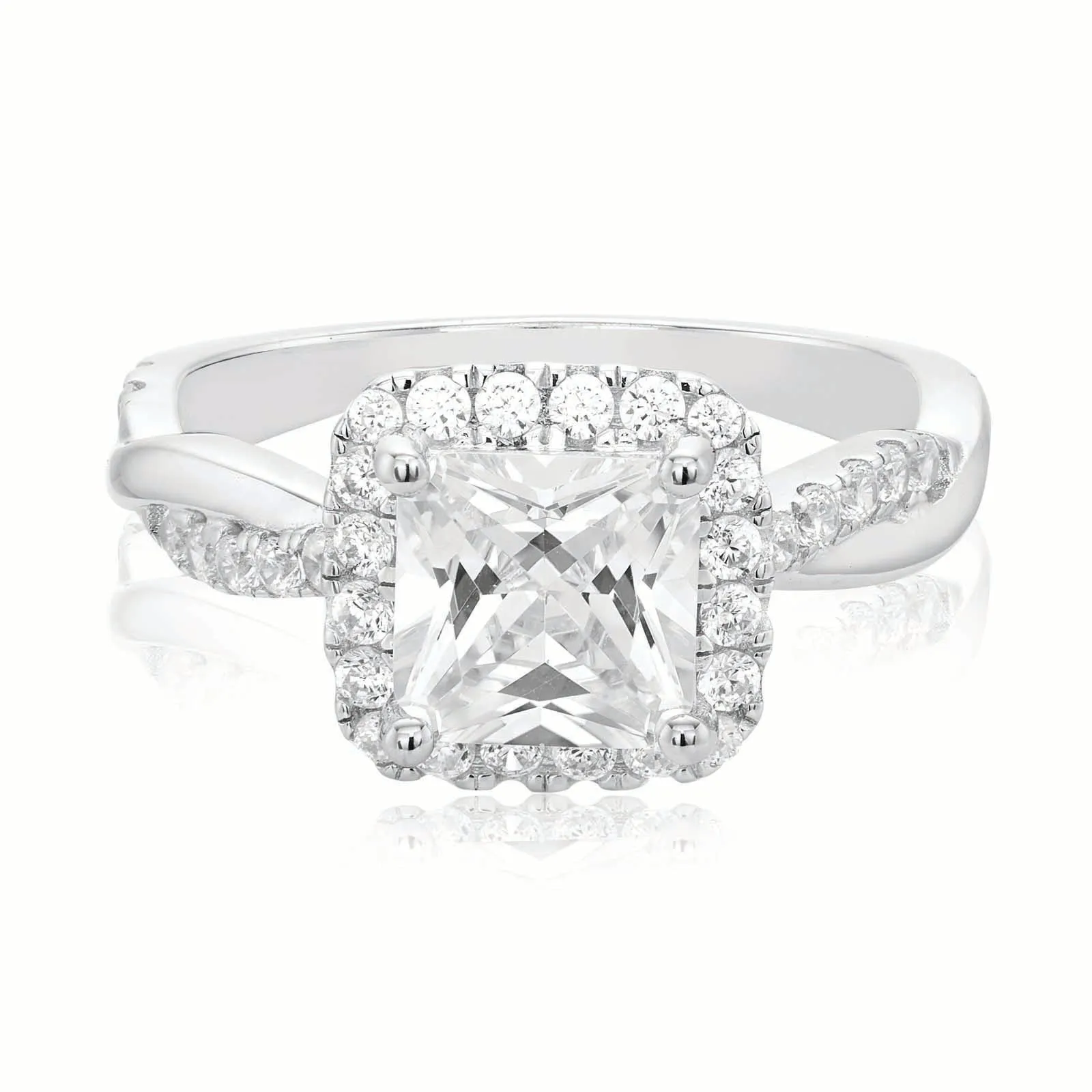 KISS Sterling Silver Princess Cut Cubic Zirconia Ring