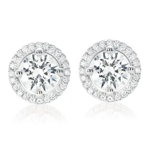 KISS Sterling Silver Round Cubic Zirconia Stud Earrings