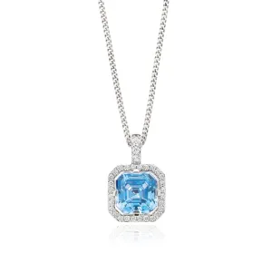 KISS Sterling Silver Square & Round with Cubic Zirconia Pendant