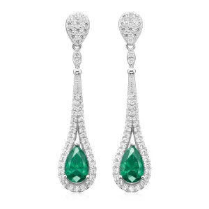 KISS Sterling Silver White & Green Drop Earrings