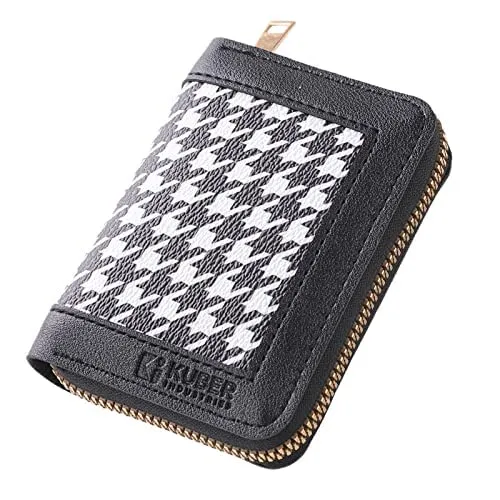 Kuber Industries Card Holder Wallet for Men Women|Debit Credit Card Holder|Wallet for Id, Visiting Card, Buisness Card|Zipper Closure Wallet|White (Pack of 2)