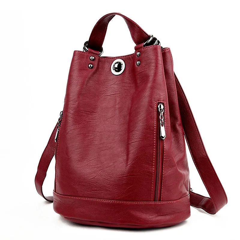 Large-Capacity Convertible Leather Bag Backpack
