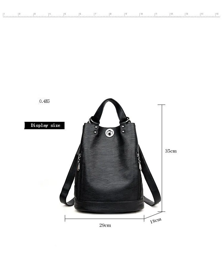 Large-Capacity Convertible Leather Bag Backpack