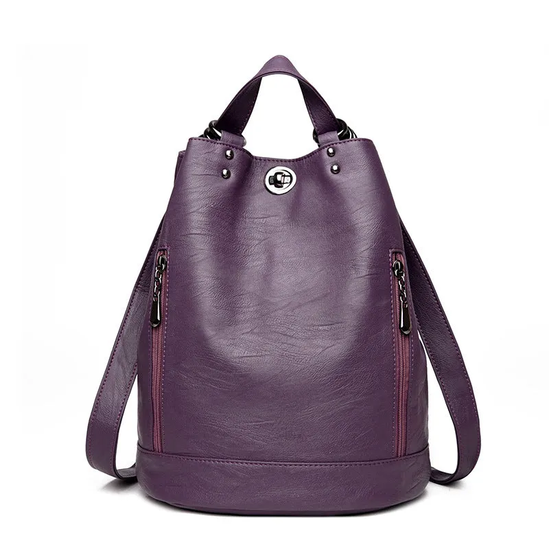 Large-Capacity Convertible Leather Bag Backpack