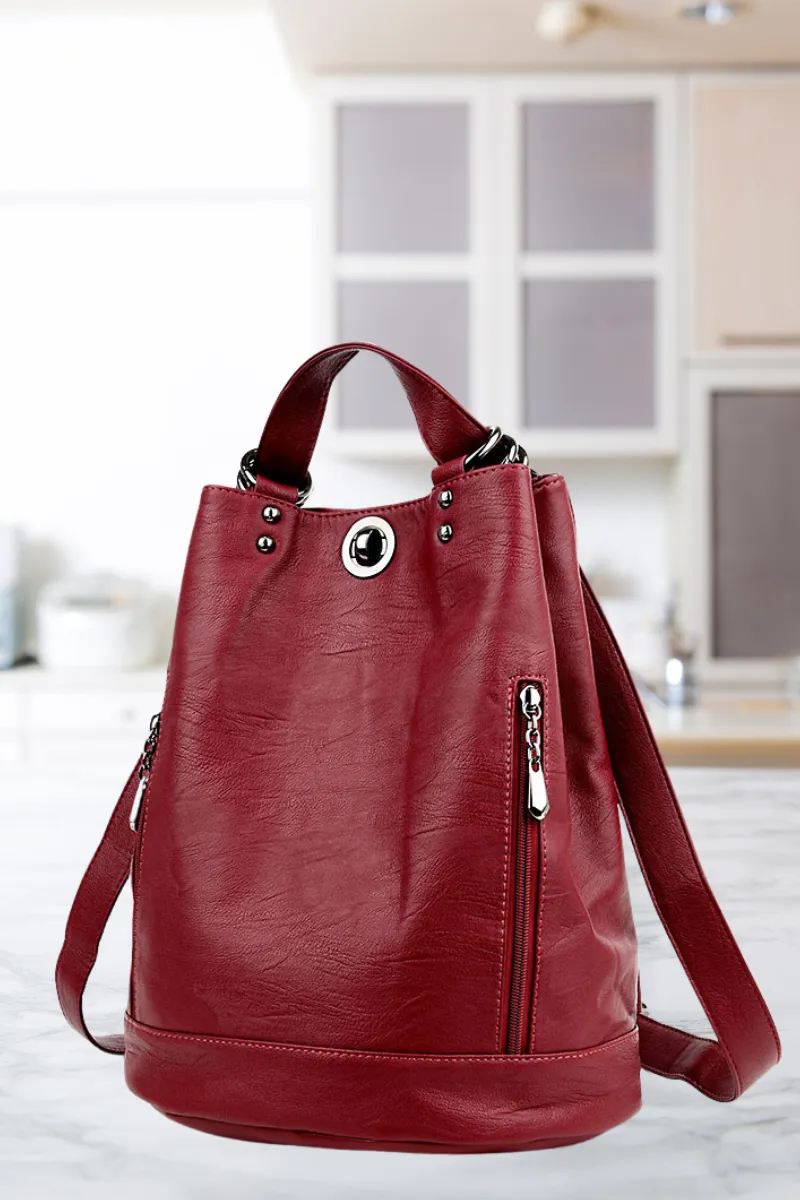 Large-Capacity Convertible Leather Bag Backpack