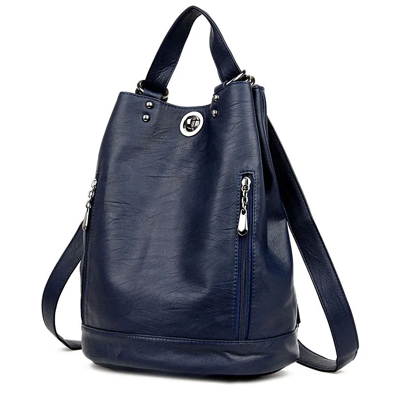 Large-Capacity Convertible Leather Bag Backpack