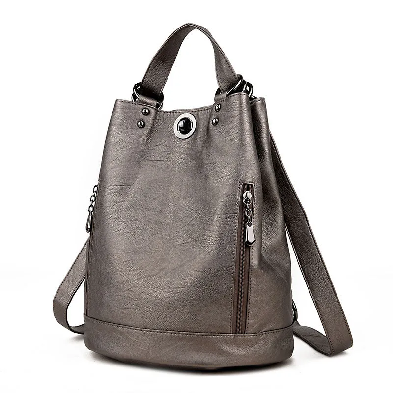 Large-Capacity Convertible Leather Bag Backpack