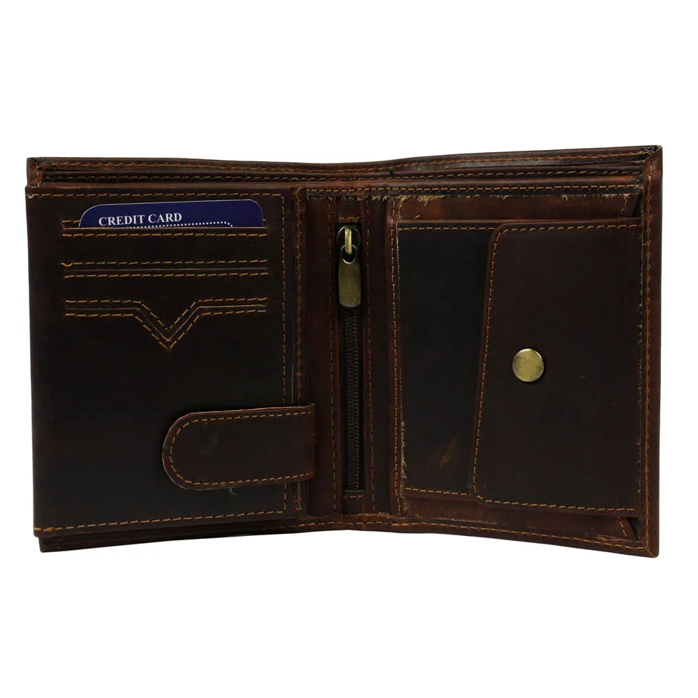 Leather Impressions RFID Hunter Leather Euro Hipster Wallet American Bison Brown