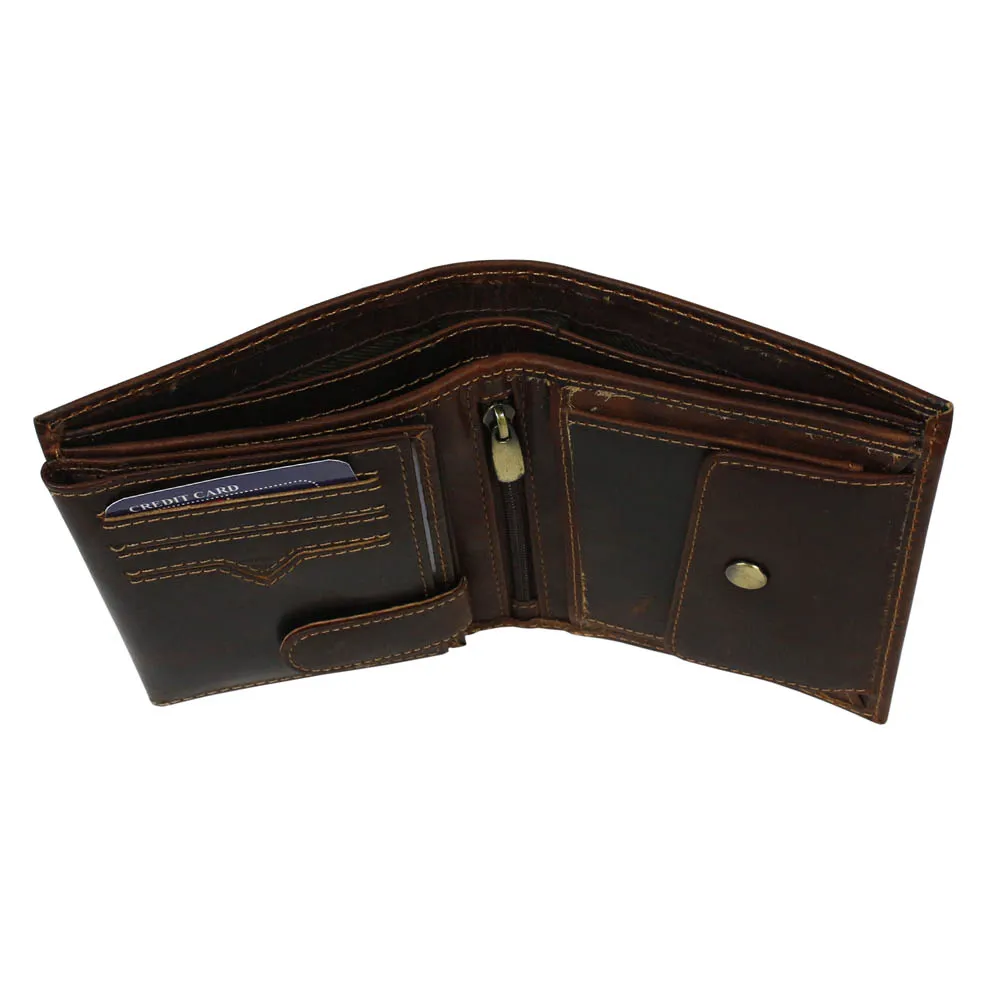 Leather Impressions RFID Hunter Leather Euro Hipster Wallet American Bison Brown