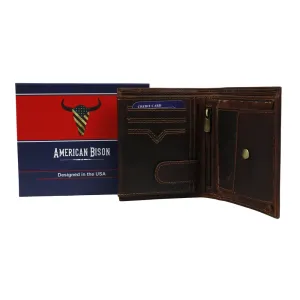 Leather Impressions RFID Hunter Leather Euro Hipster Wallet American Bison Brown
